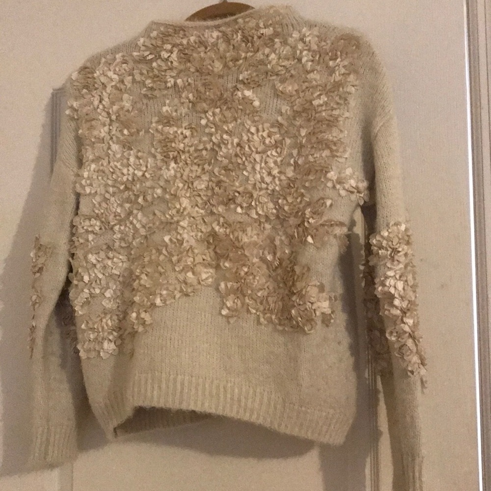 Cream Patterned Knit Sweater
